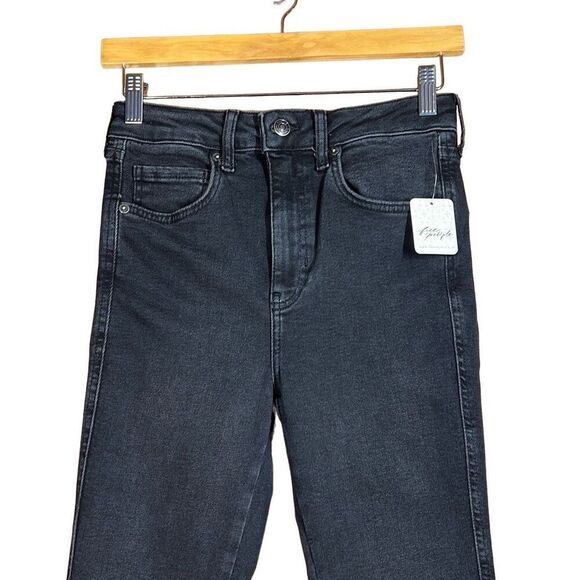 Free People We The Free Women's Black Raw High-Rise Jegging Zip Fly Skinny Jeans - Picture 5 of 12